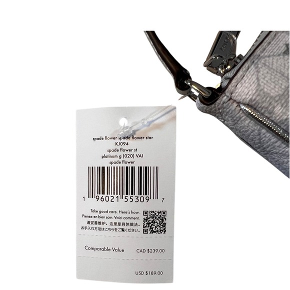 Kate Spade Spade Flower Wristlet Clutch Bag Platinum/Gold Stars‎ NWT